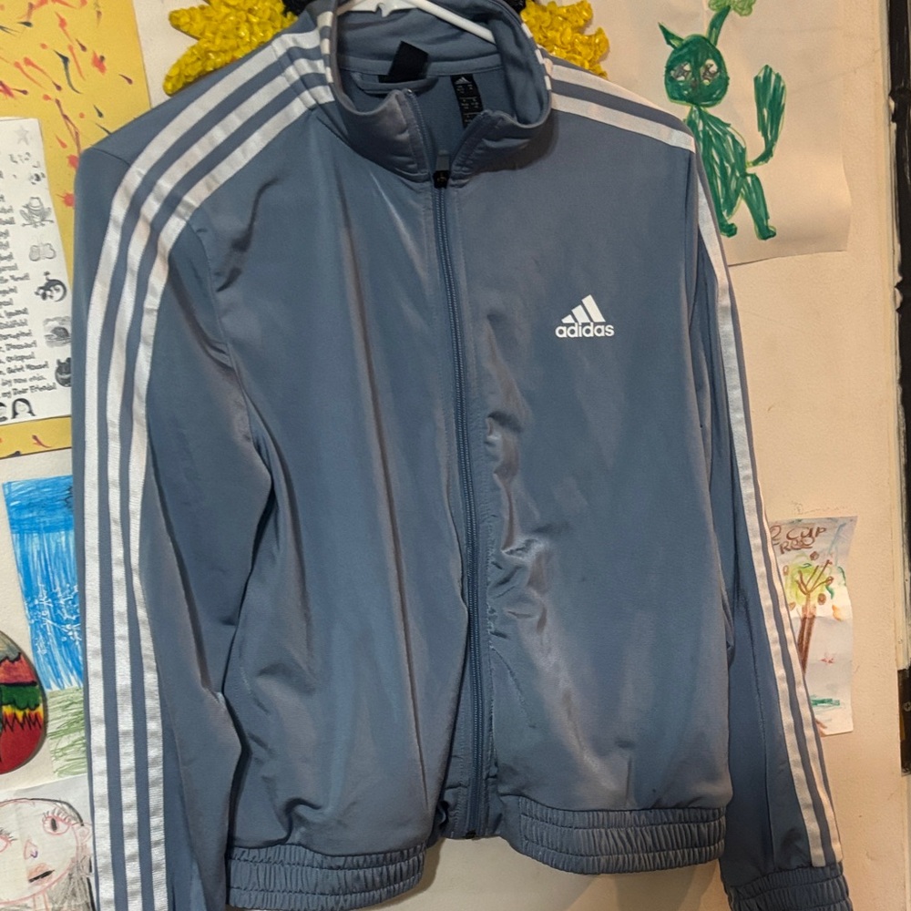 Adidas Gray Track Jacket with silver stripes med in flawless condition mak offer